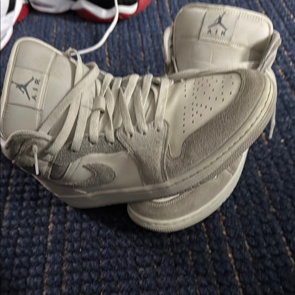 Jordan Cream High-Top Sneakers with Layered Design